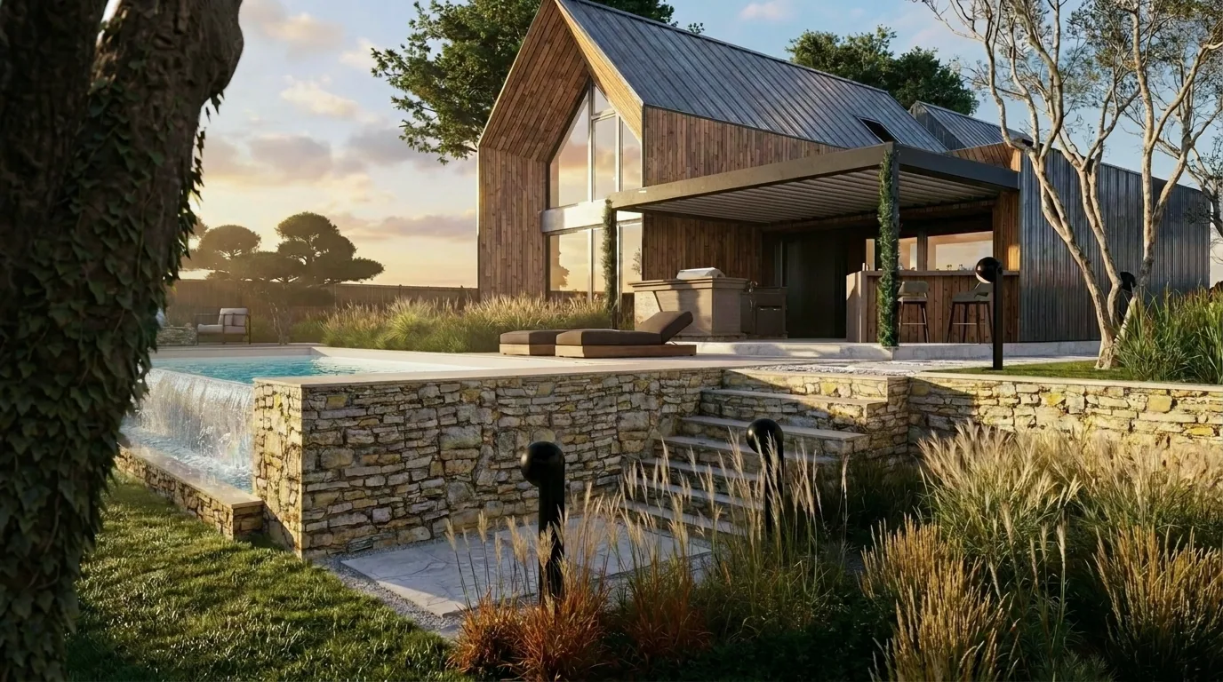 Bassin à débordement · Bretagne · rendu 3D BenRaff Studio