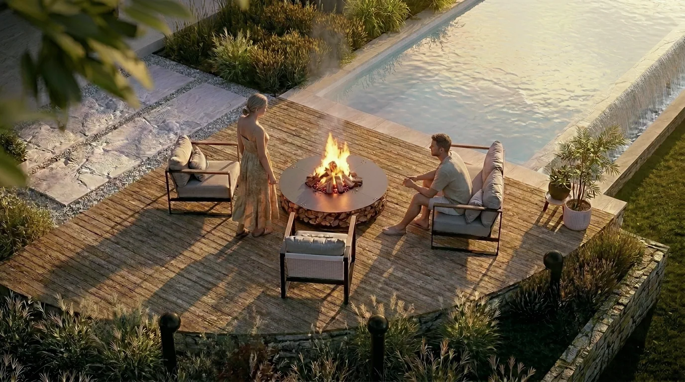 Terrasse & foyer extérieur · Bretagne · rendu 3D BenRaff Studio