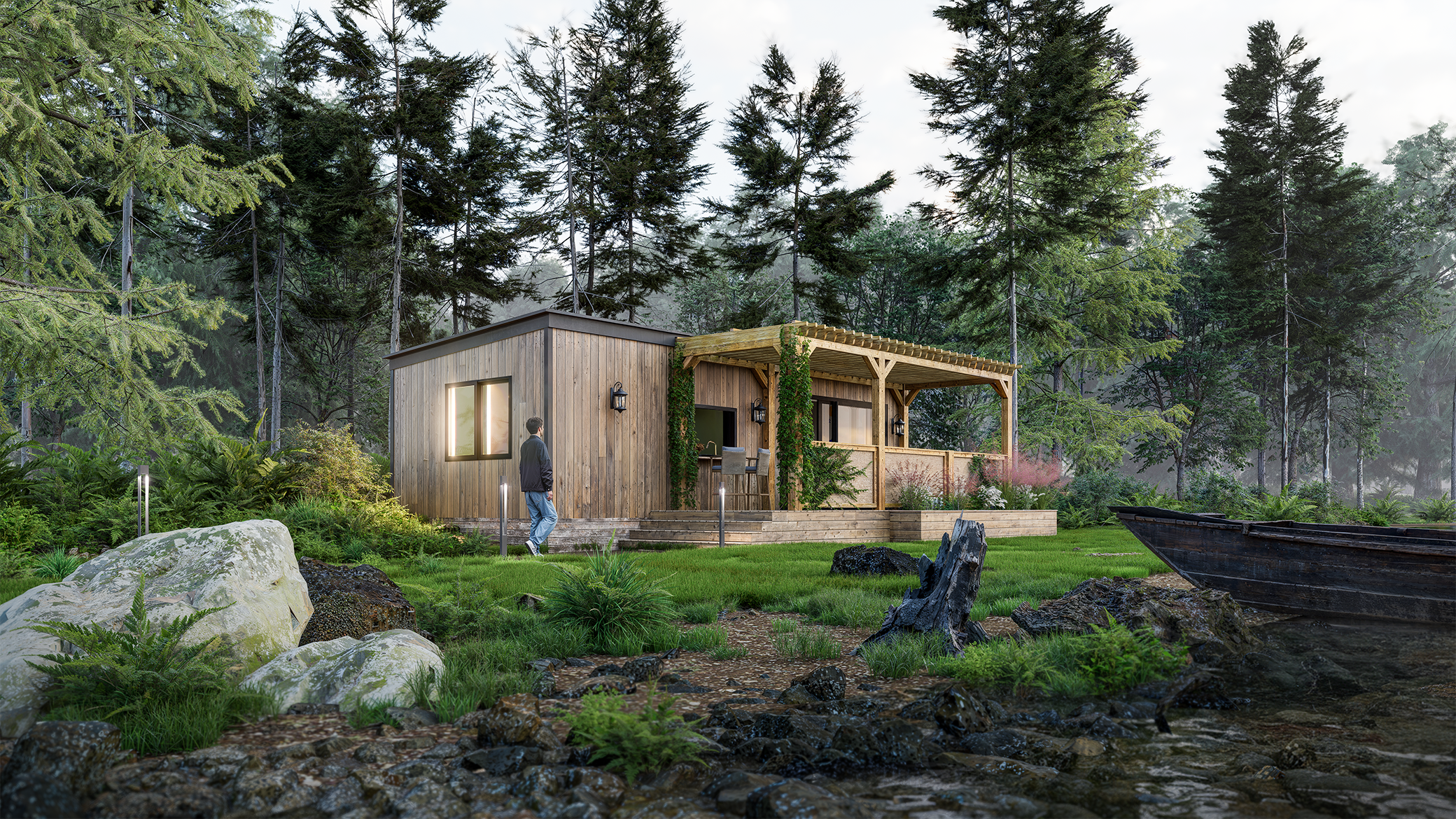 Rendus 3D habitats légers Projets éco-touristiques Visualisation 3D tourisme