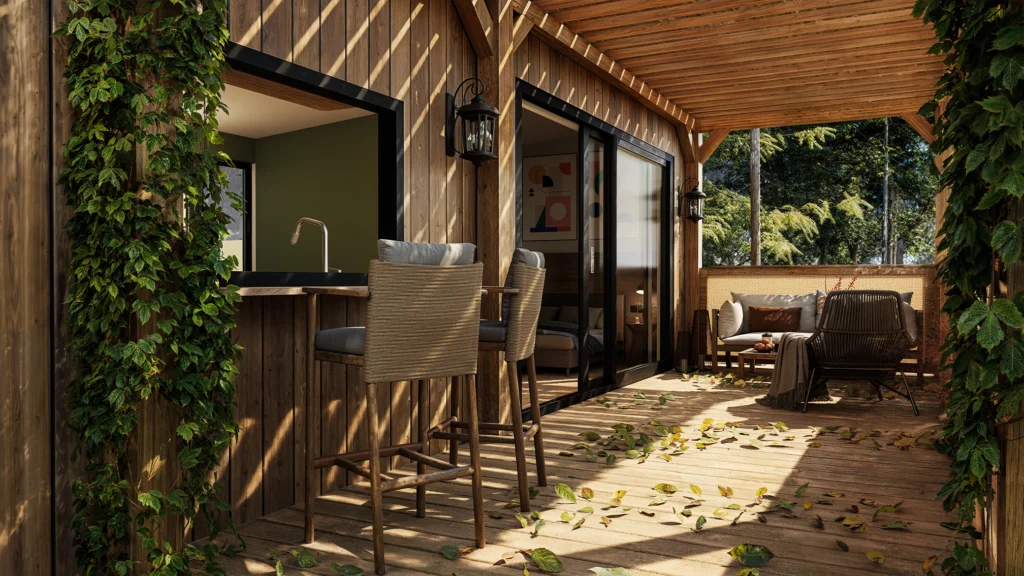 Visualisation 3D tourisme Rendus 3D habitats légers Visualisation 3D immobilier Projets éco-touristiques 3D immersive loisirs