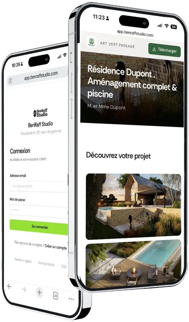 BenRaff Studio portail visualisation 3D paysagiste rendu 3D ultra réaliste